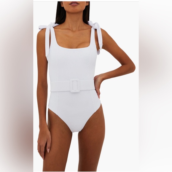 Beach Riot Sydney Belted One-Piece Swimsuit, White, Small, BRAND NEW, $168 - Picture 5 of 11